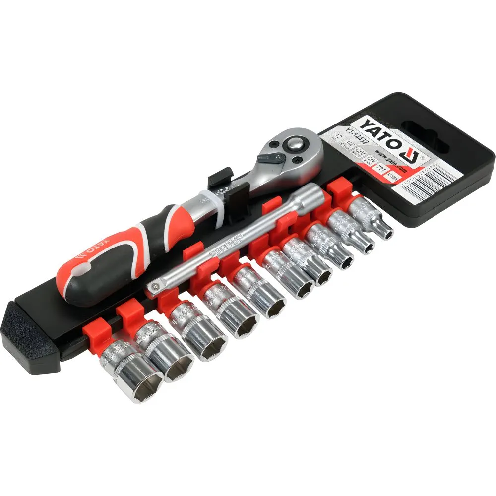 [YT-14432] Juego de Ratch y Cubos 1/4 de 4-13MM 12PZ (YT-14432)