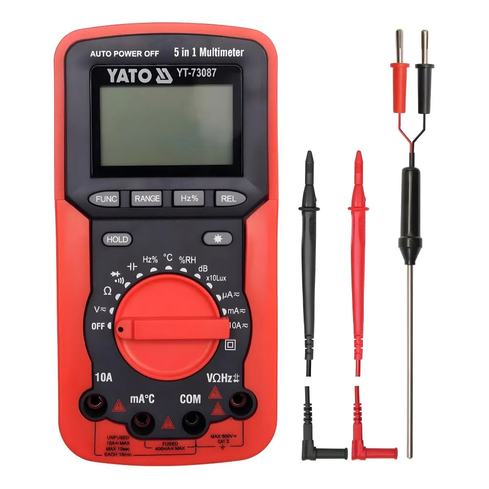 [YT-73087] Multimetro Digital 5 IN.1 Automotriz e Industria 0-600V 10AMP (YT-73087)